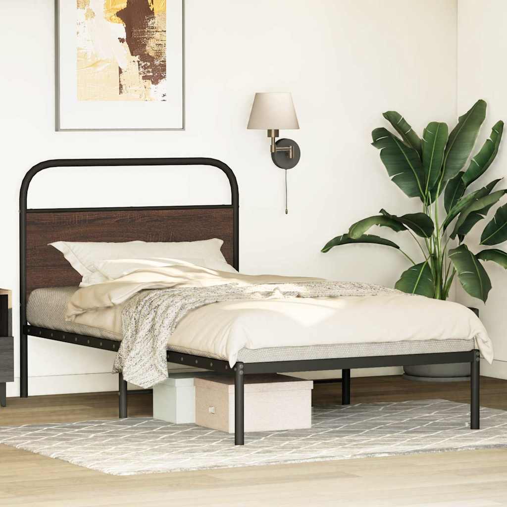 Bed frame without mattress 100x190 cm brown oak look