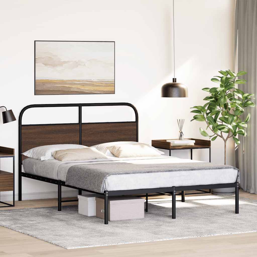 Bed frame without mattress 140x190 cm brown oak look