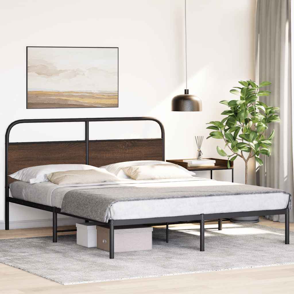 Bed frame without mattress 150x200 cm brown oak look