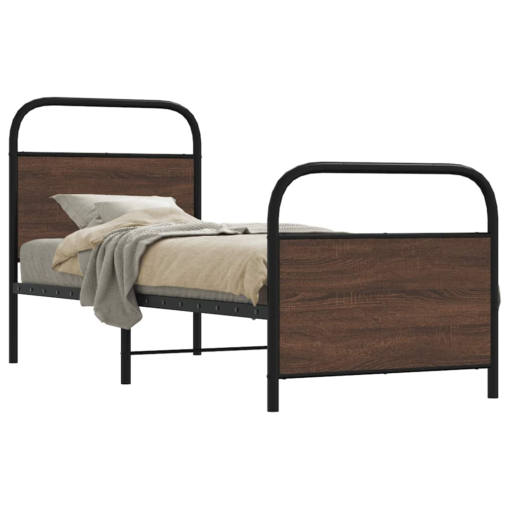 Bed frame without mattress 80x200 cm brown oak look