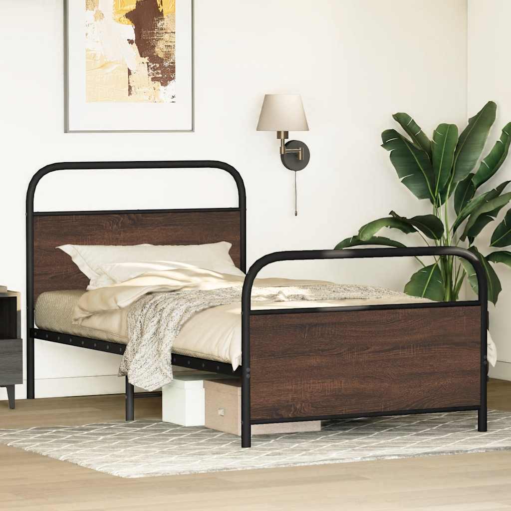 Bed frame without mattress 90x190 cm brown oak look