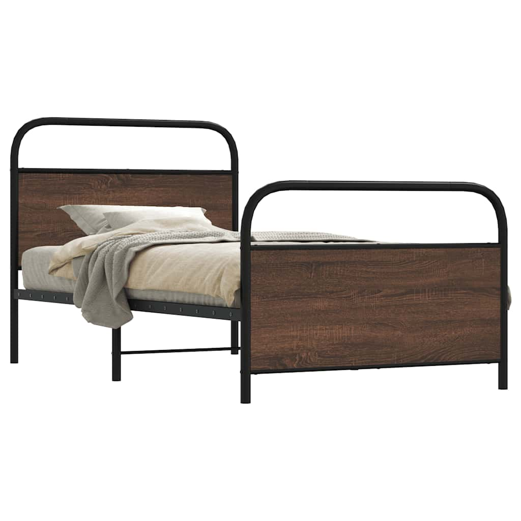 Bed frame without mattress 90x200 cm brown oak look