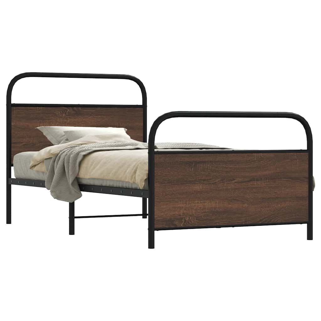 Bed frame without mattress 100x190 cm brown oak look