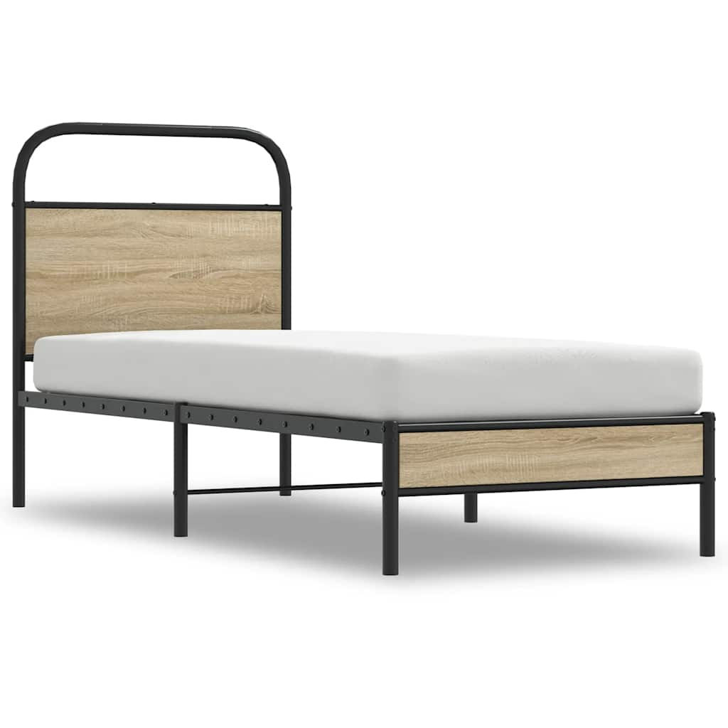 Bed frame without mattress 75x190 cm smoked oak wood material