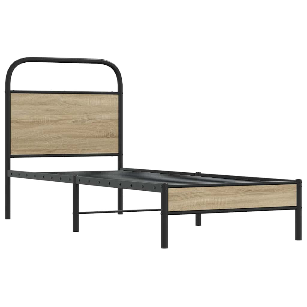 Bed frame without mattress 75x190 cm smoked oak wood material