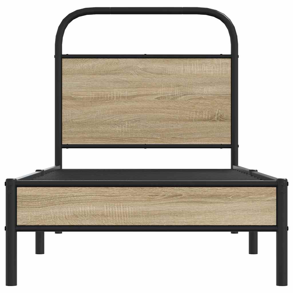 Bed frame without mattress 75x190 cm smoked oak wood material