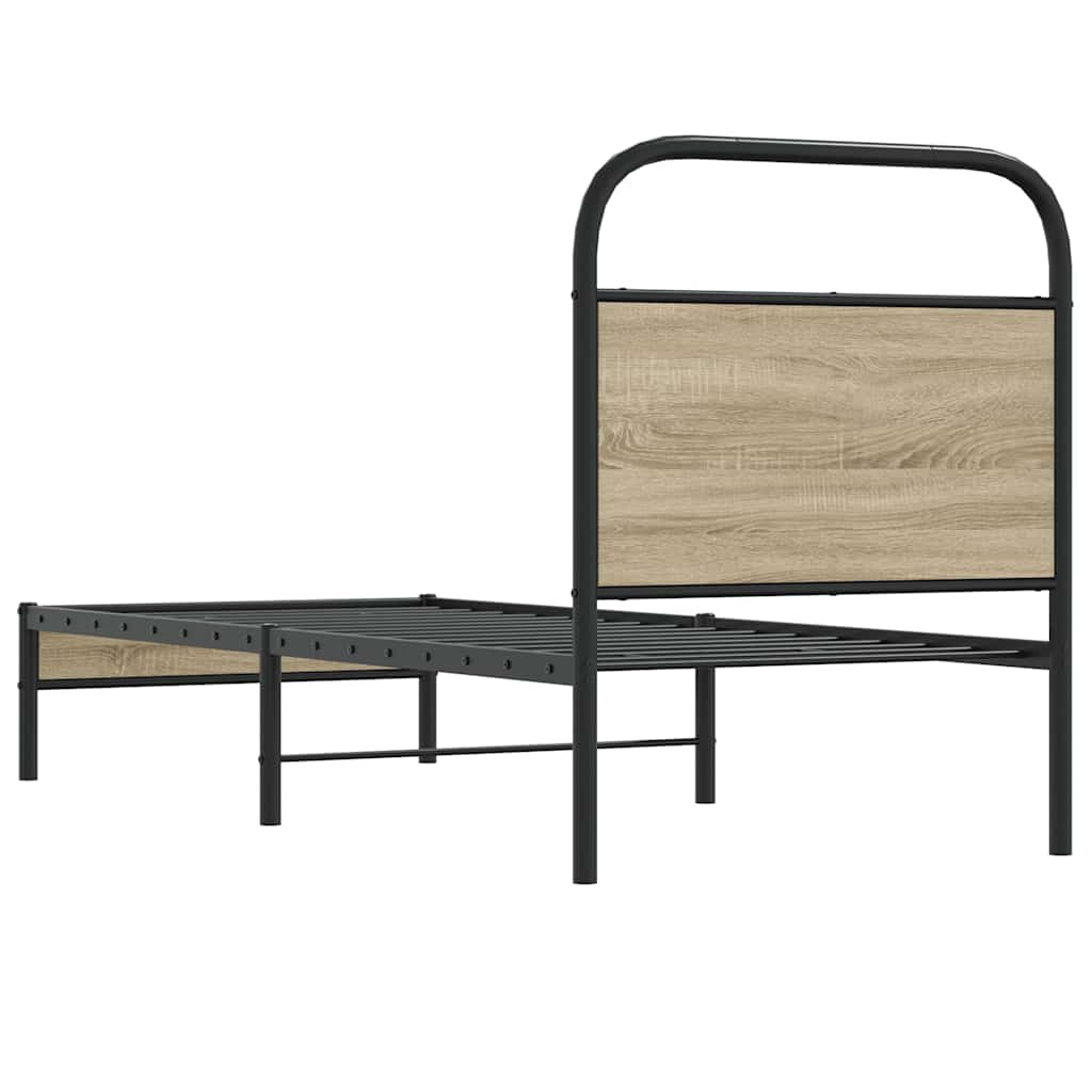 Bed frame without mattress 75x190 cm smoked oak wood material