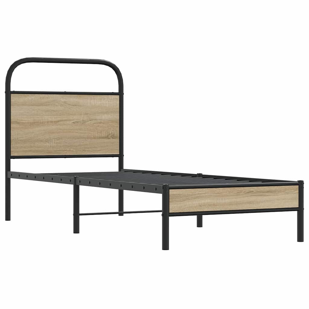 Bed frame without mattress 80x200 cm smoked oak wood material