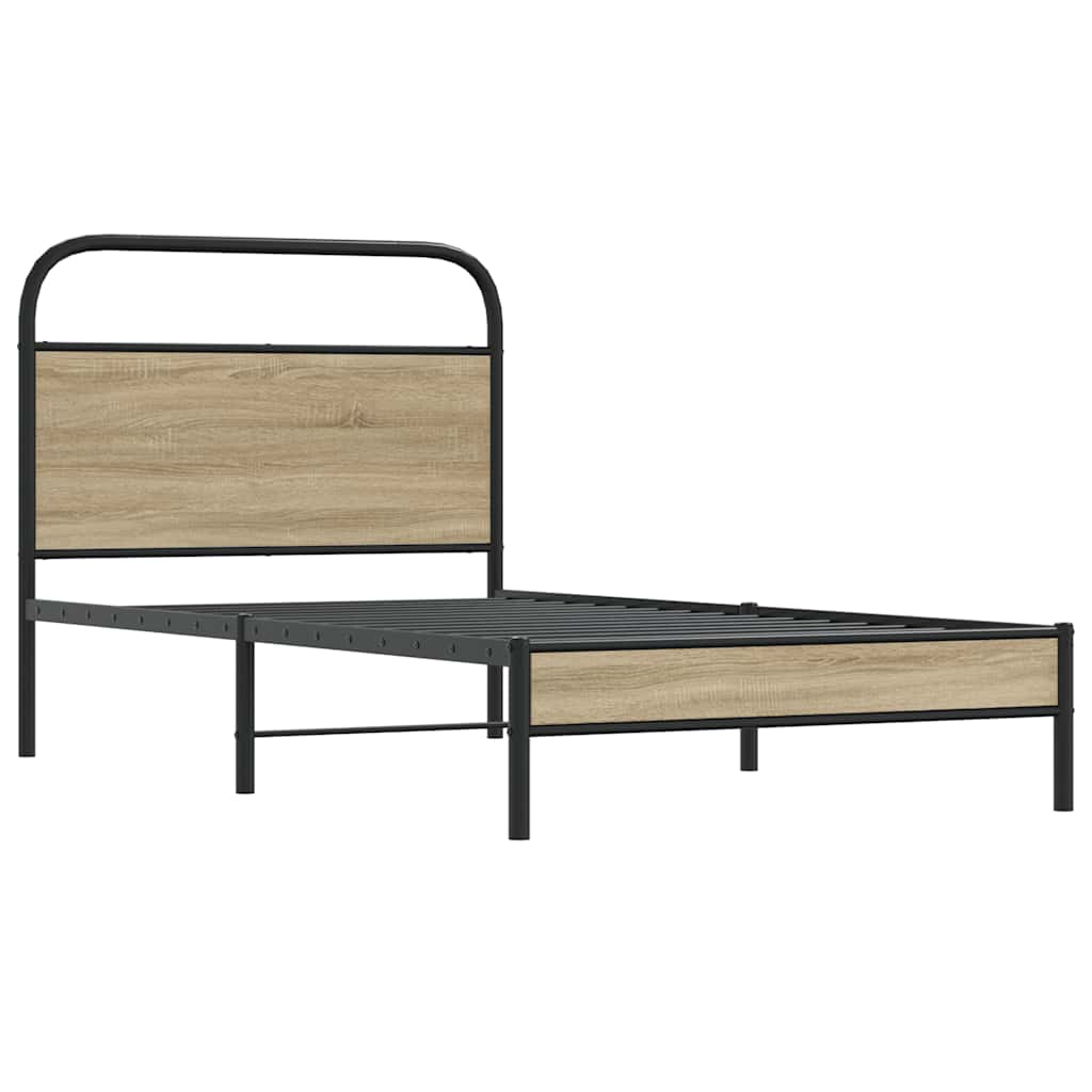 Bed frame without mattress 90x190 cm smoked oak wood material