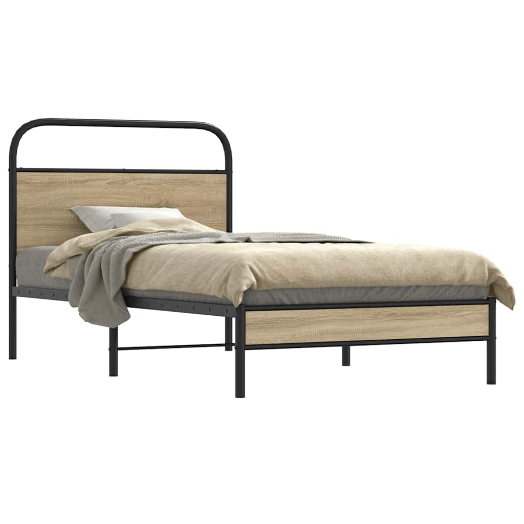 Bed frame without mattress 90x190 cm smoked oak wood material