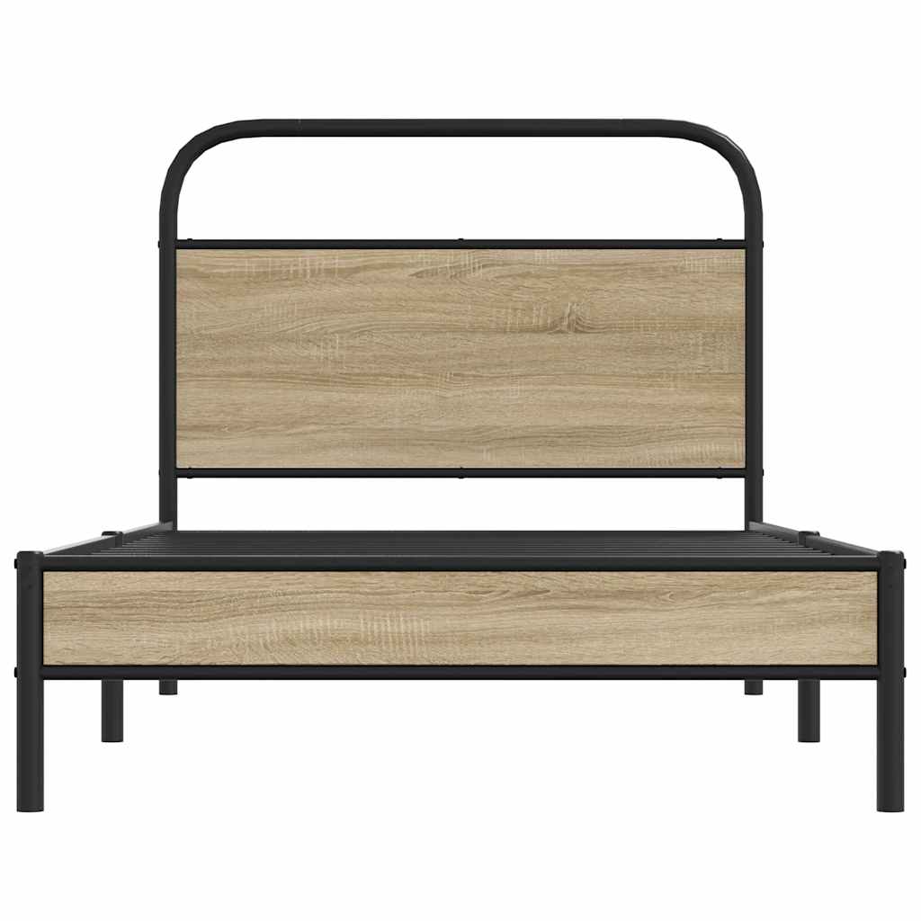 Bed frame without mattress 100x190 cm smoked oak wood material