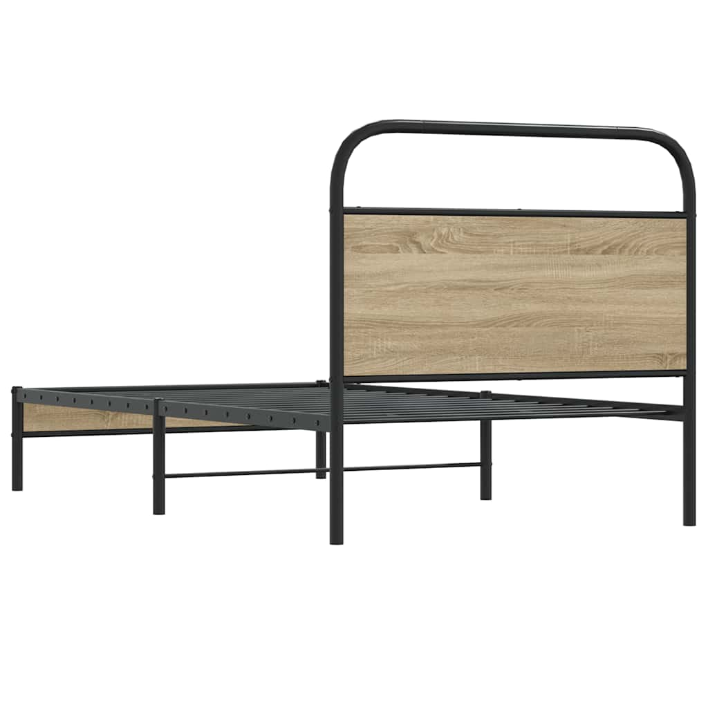 Bed frame without mattress 100x190 cm smoked oak wood material