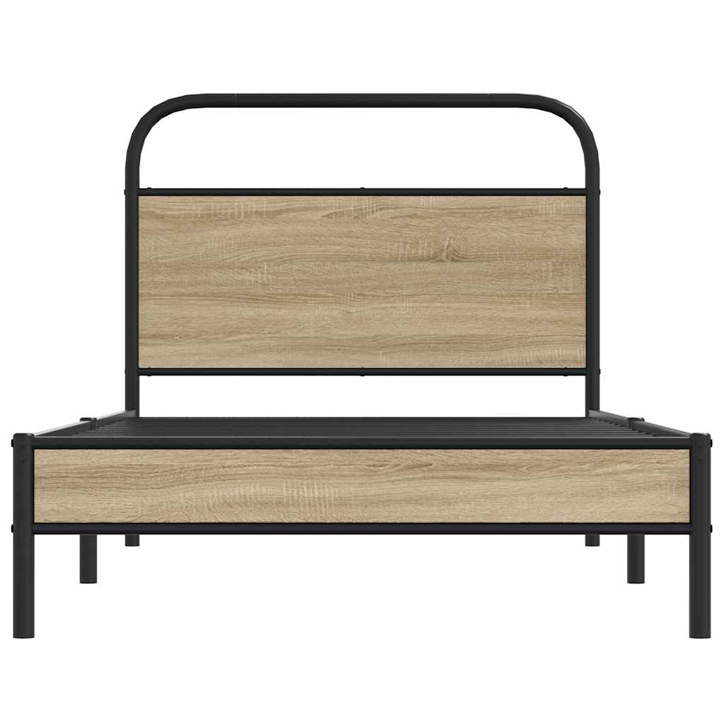 Bed frame without mattress 107x203 cm smoked oak wood material