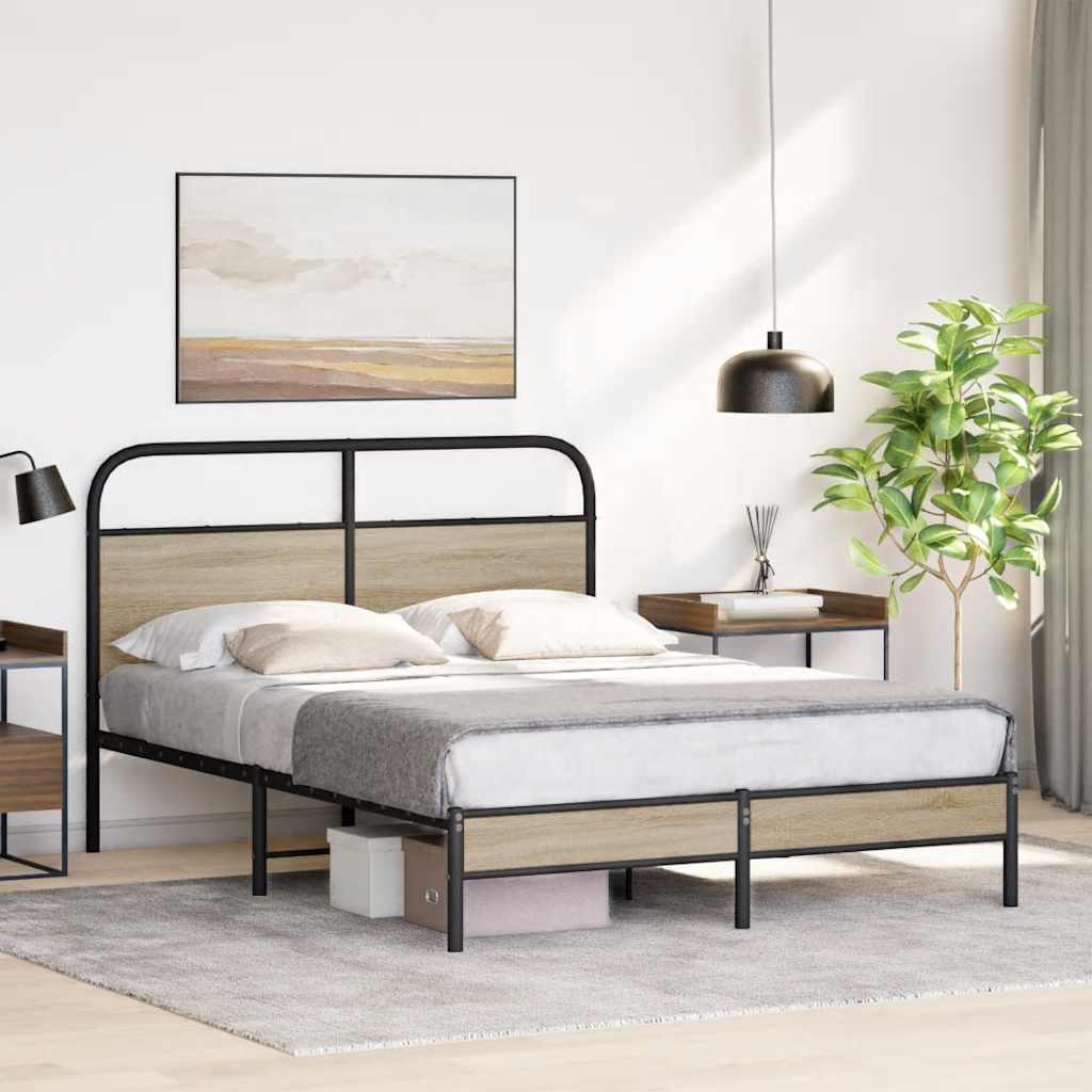 Bed frame without mattress 120x190 cm smoked oak wood material