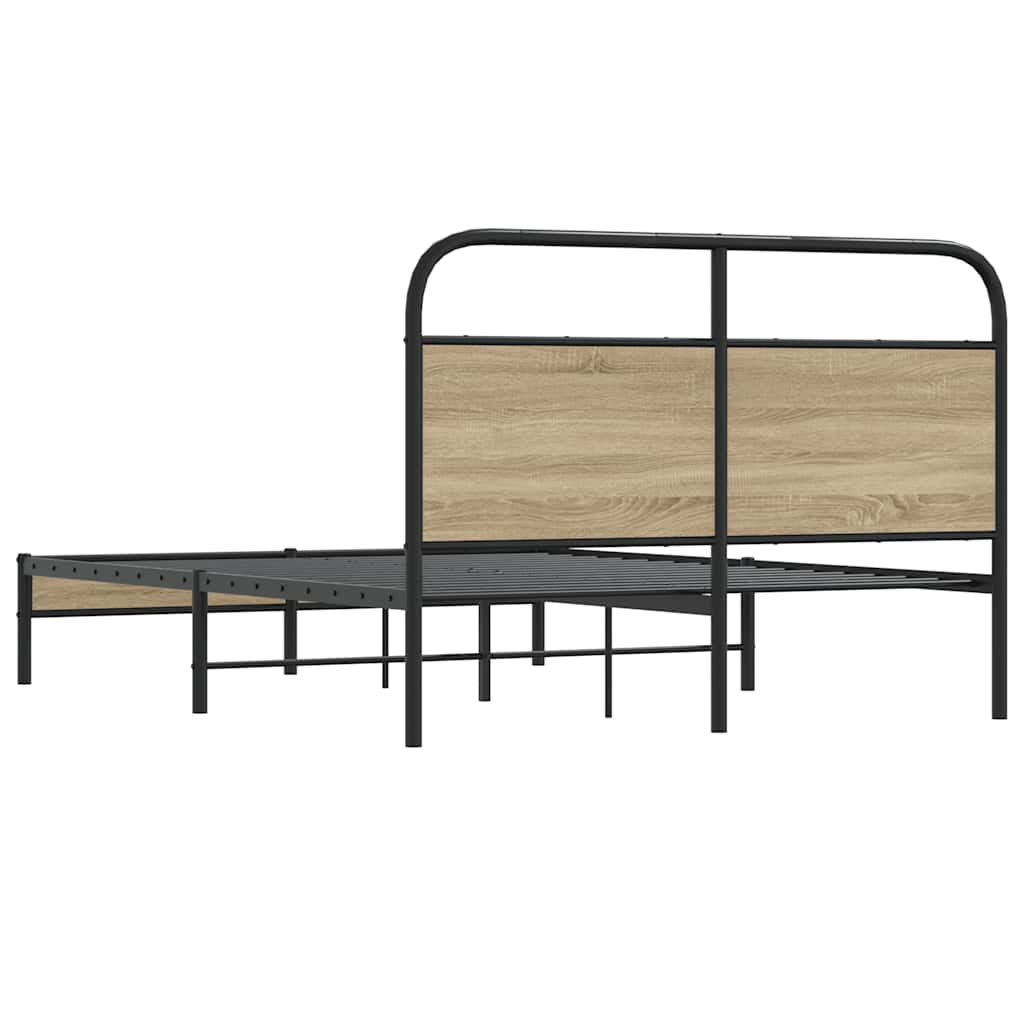 Bed frame without mattress 120x190 cm smoked oak wood material