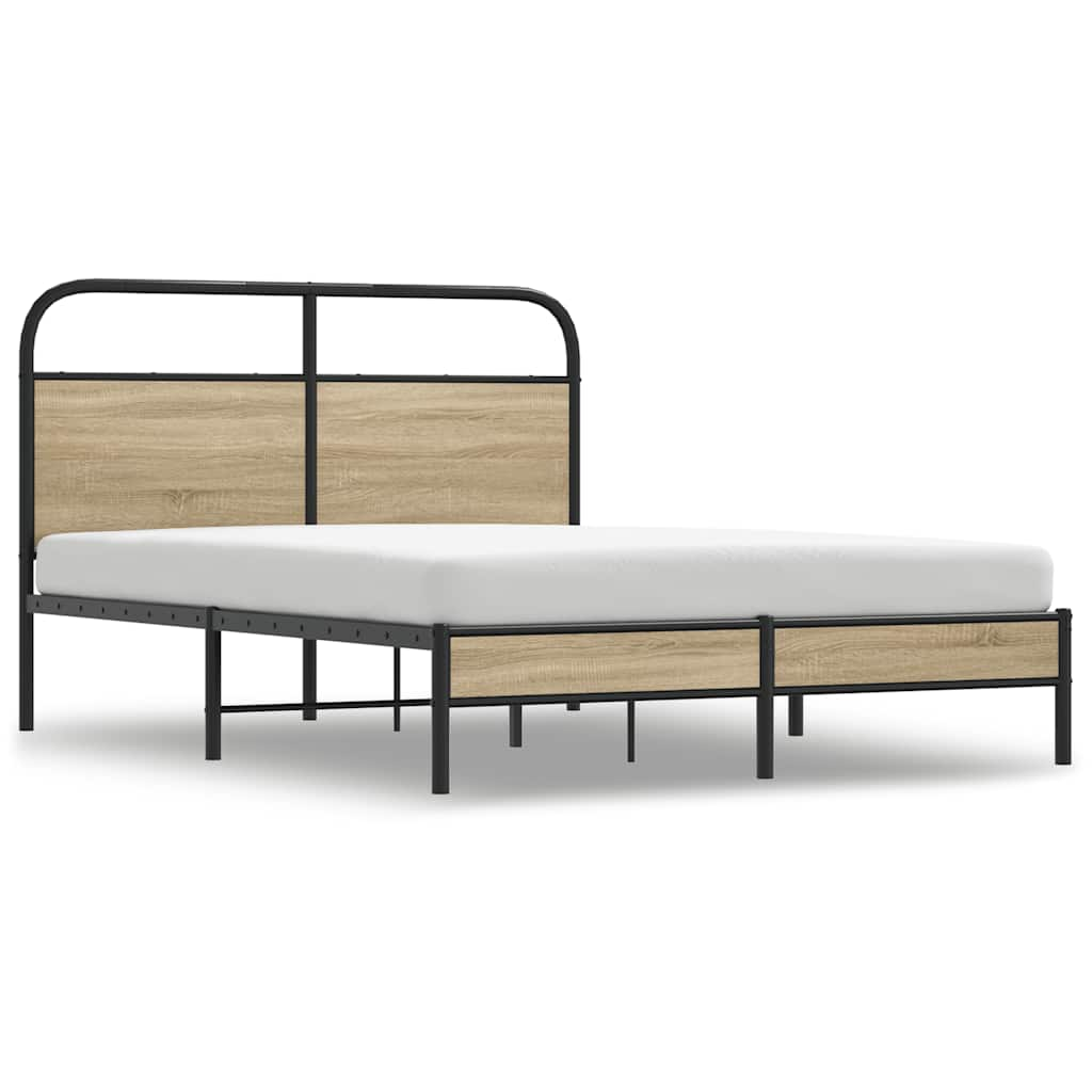 Bed frame without mattress 120x200 cm smoked oak wood material