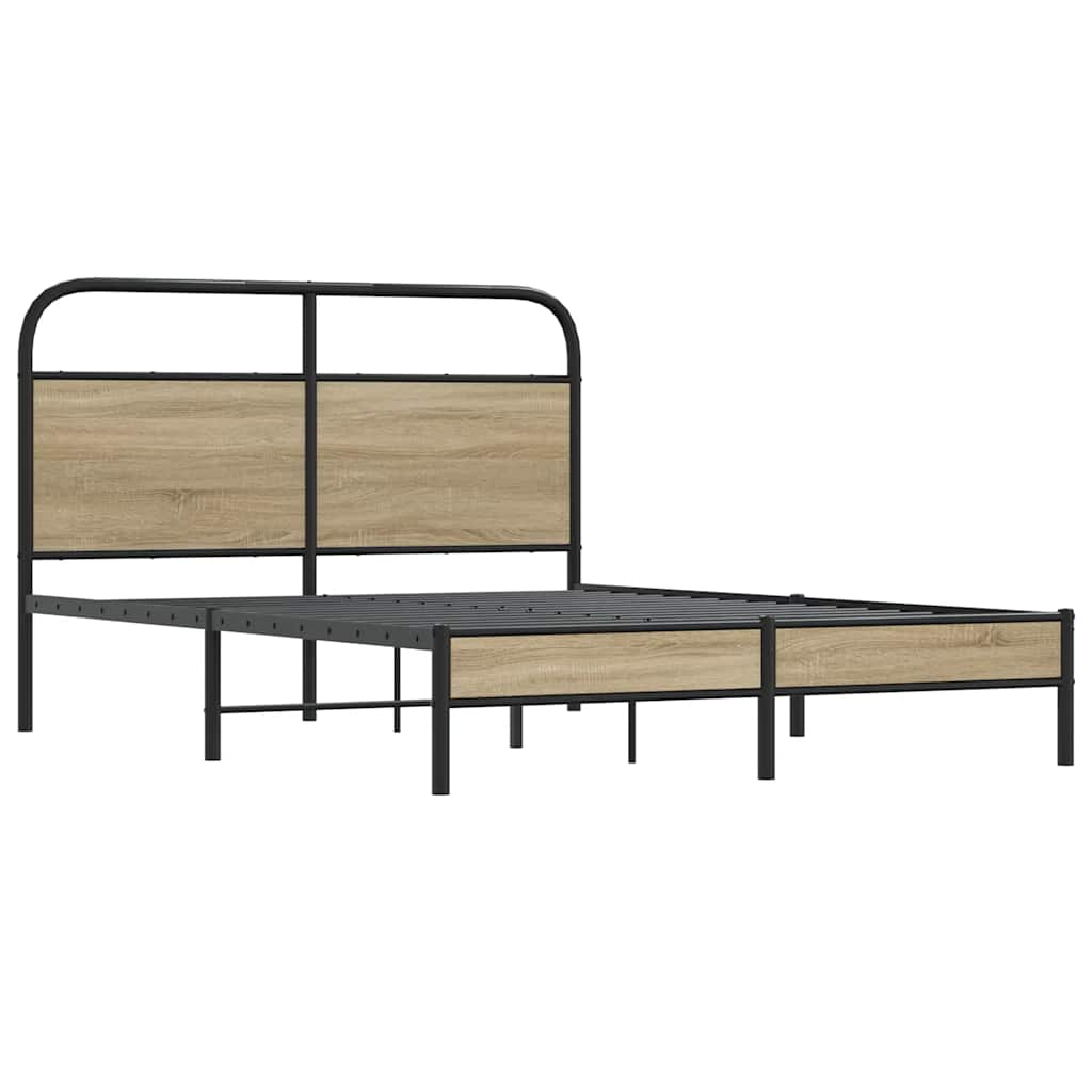 Bed frame without mattress 120x200 cm smoked oak wood material