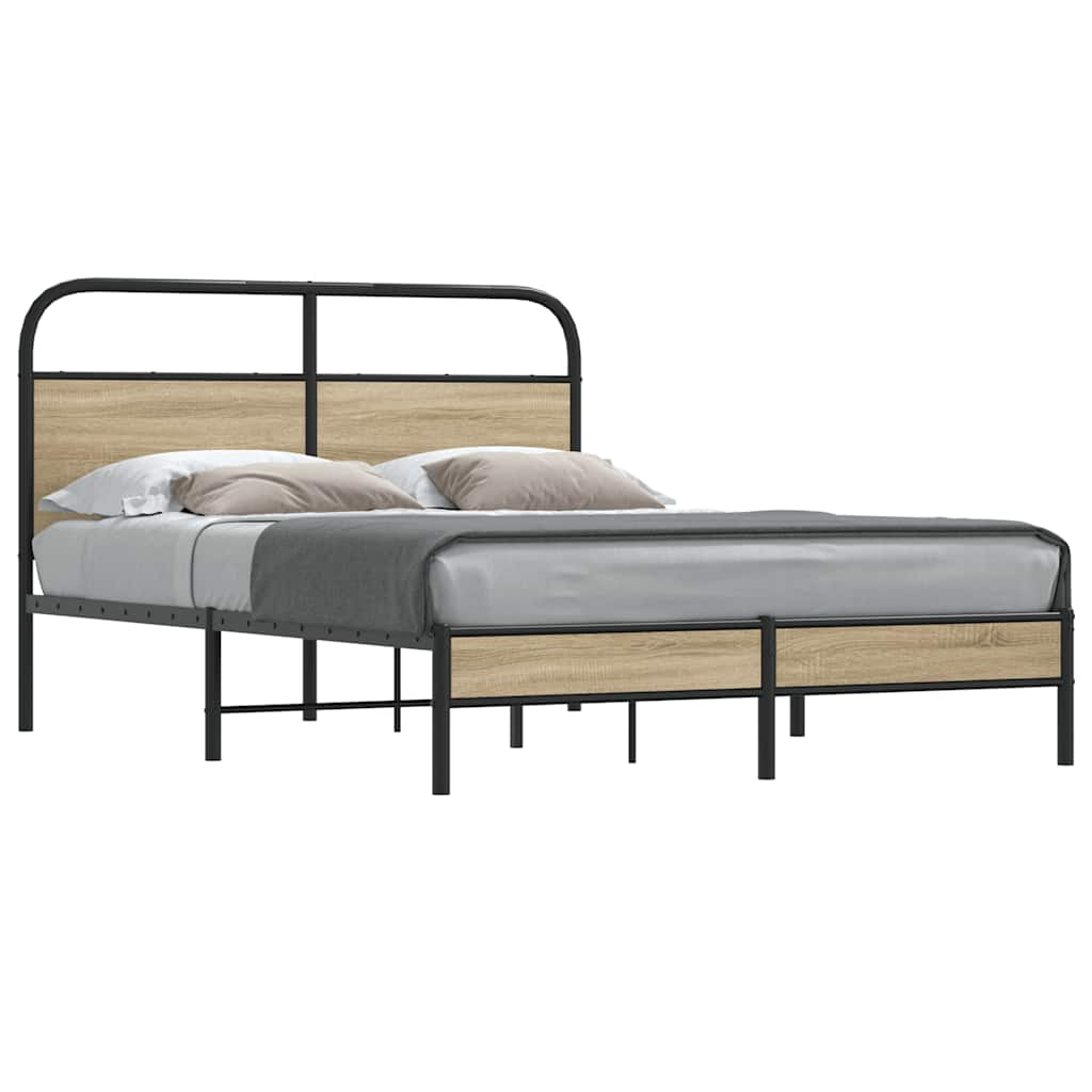 Bed frame without mattress 135x190 cm smoked oak wood material