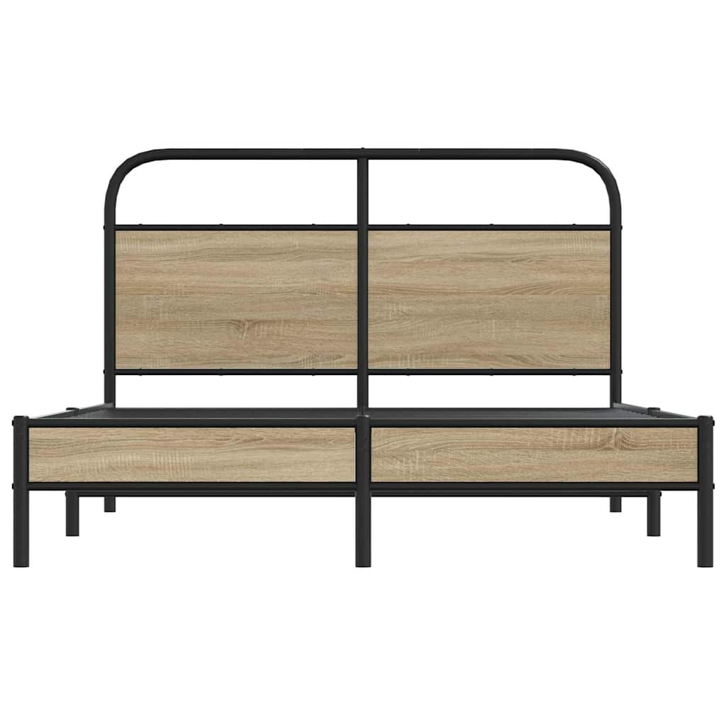 Bed frame without mattress 140x190 cm smoked oak wood material