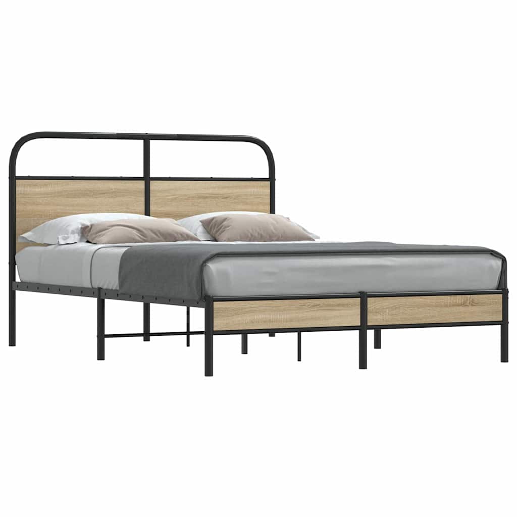 Bed frame without mattress 140x190 cm smoked oak wood material