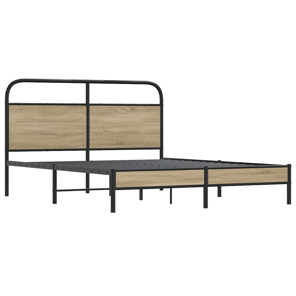 Bed frame without mattress 150x200 cm smoked oak wood material