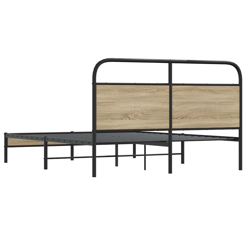 Bed frame without mattress 150x200 cm smoked oak wood material