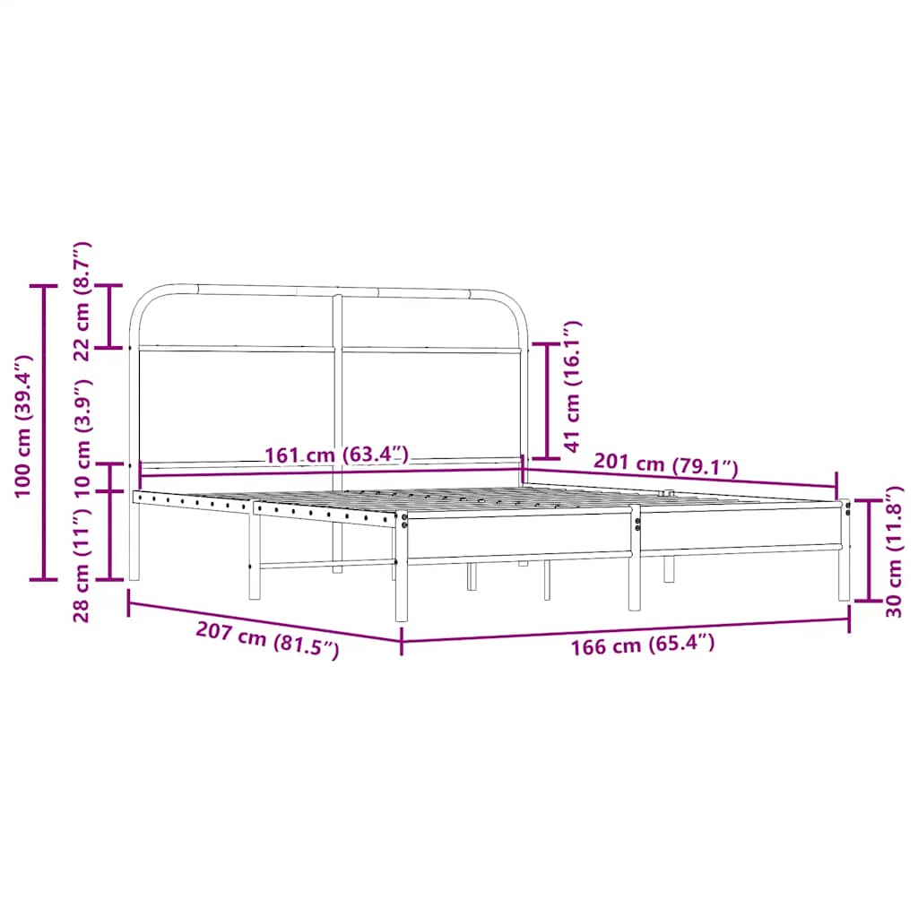 Bed frame without mattress 160x200 cm smoked oak wood material