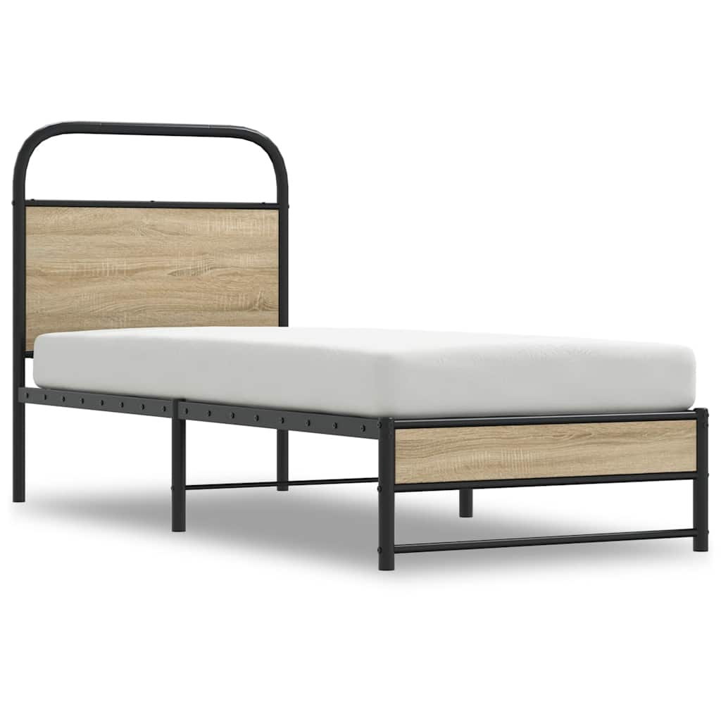 Bed frame without mattress 80x200 cm smoked oak wood material