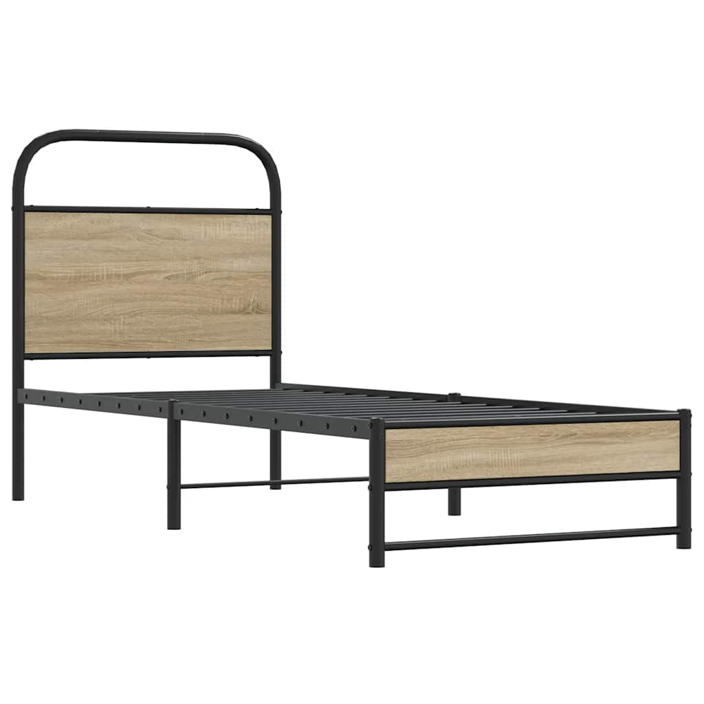 Bed frame without mattress 80x200 cm smoked oak wood material