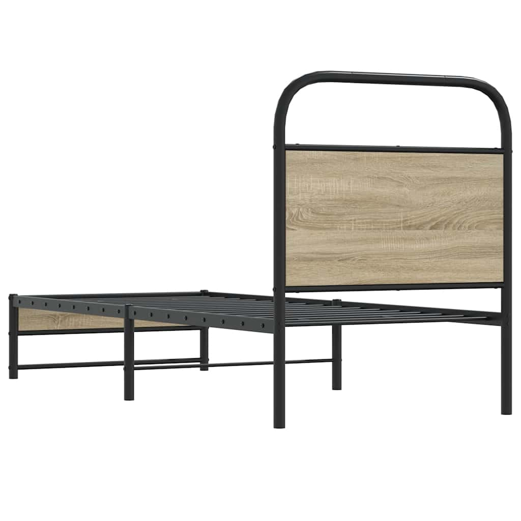 Bed frame without mattress 80x200 cm smoked oak wood material