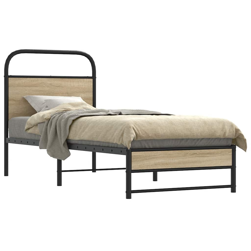 Bed frame without mattress 80x200 cm smoked oak wood material