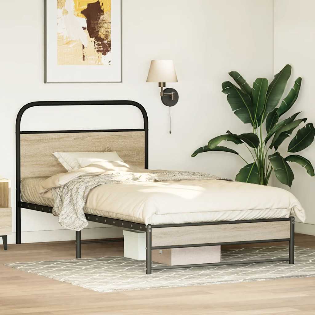 Bed frame without mattress 90x200 cm smoked oak wood material