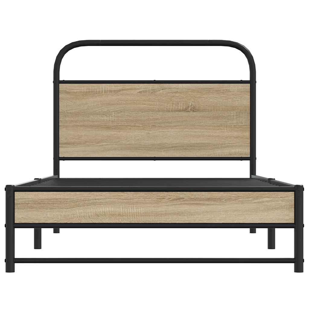 Bed frame without mattress 90x200 cm smoked oak wood material