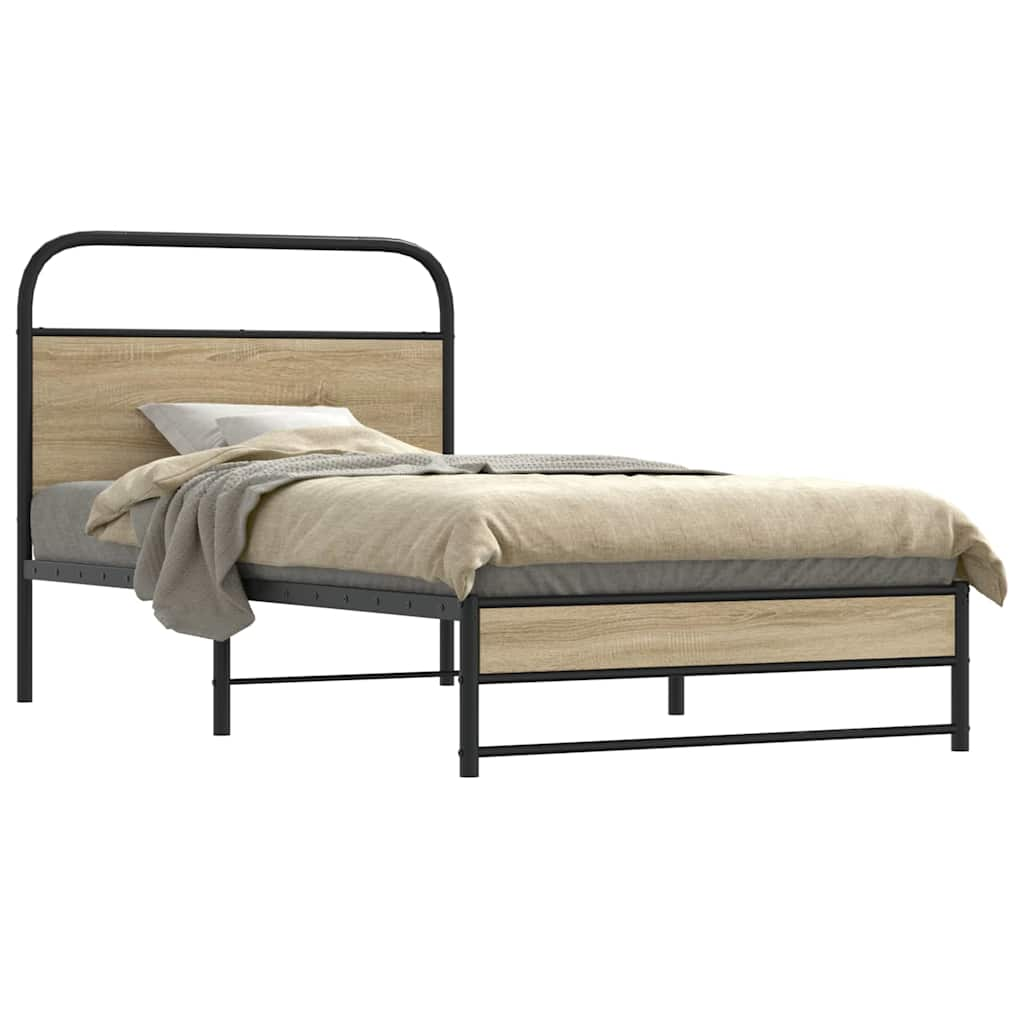 Bed frame without mattress 90x200 cm smoked oak wood material