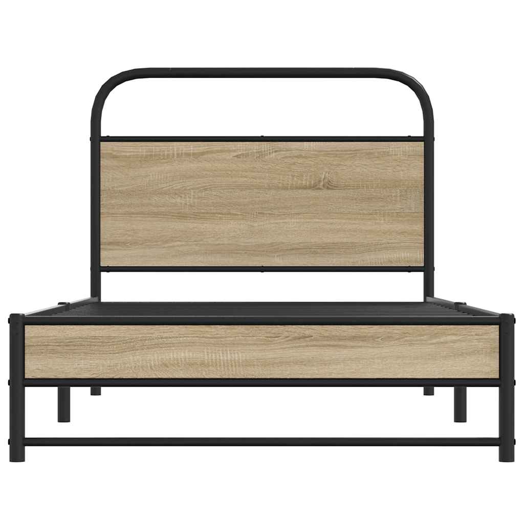 Bed frame without mattress 100x190 cm smoked oak wood material