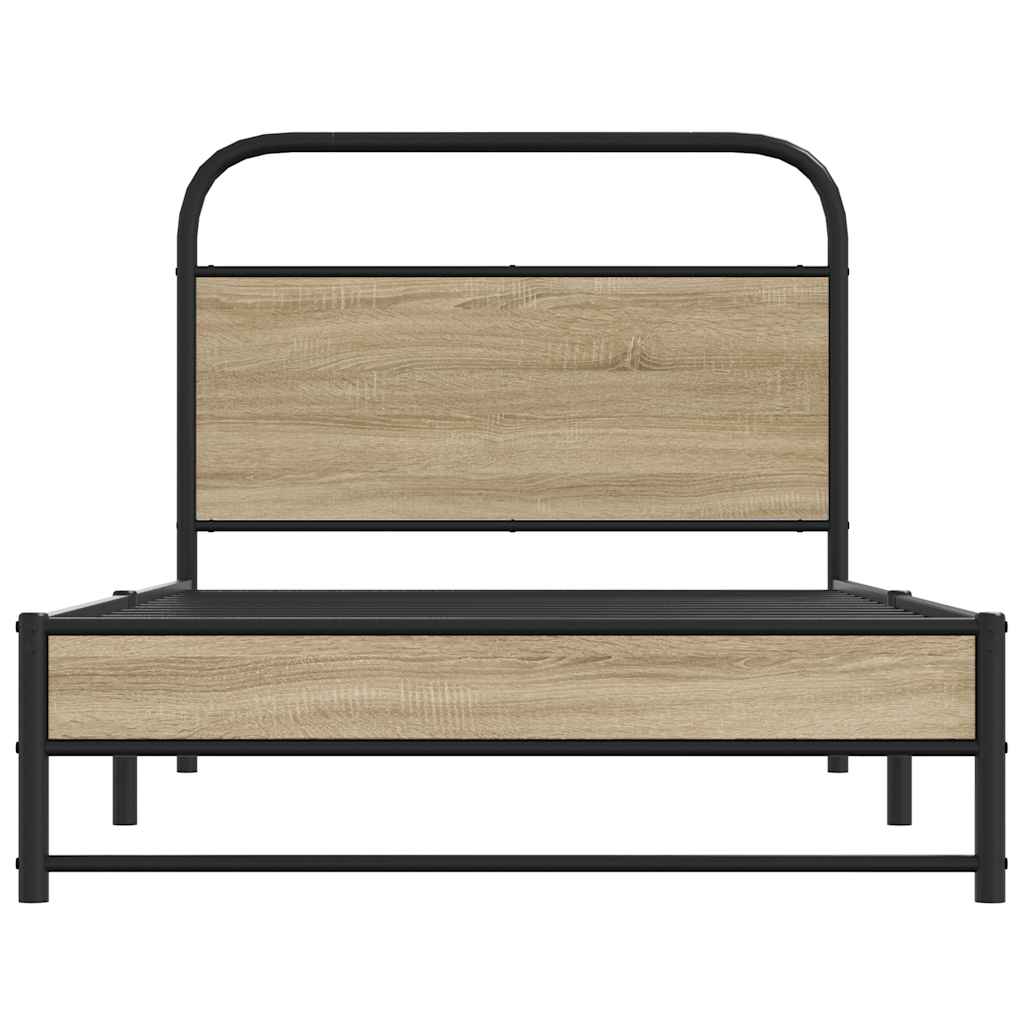 Bed frame without mattress 107x203 cm smoked oak wood material