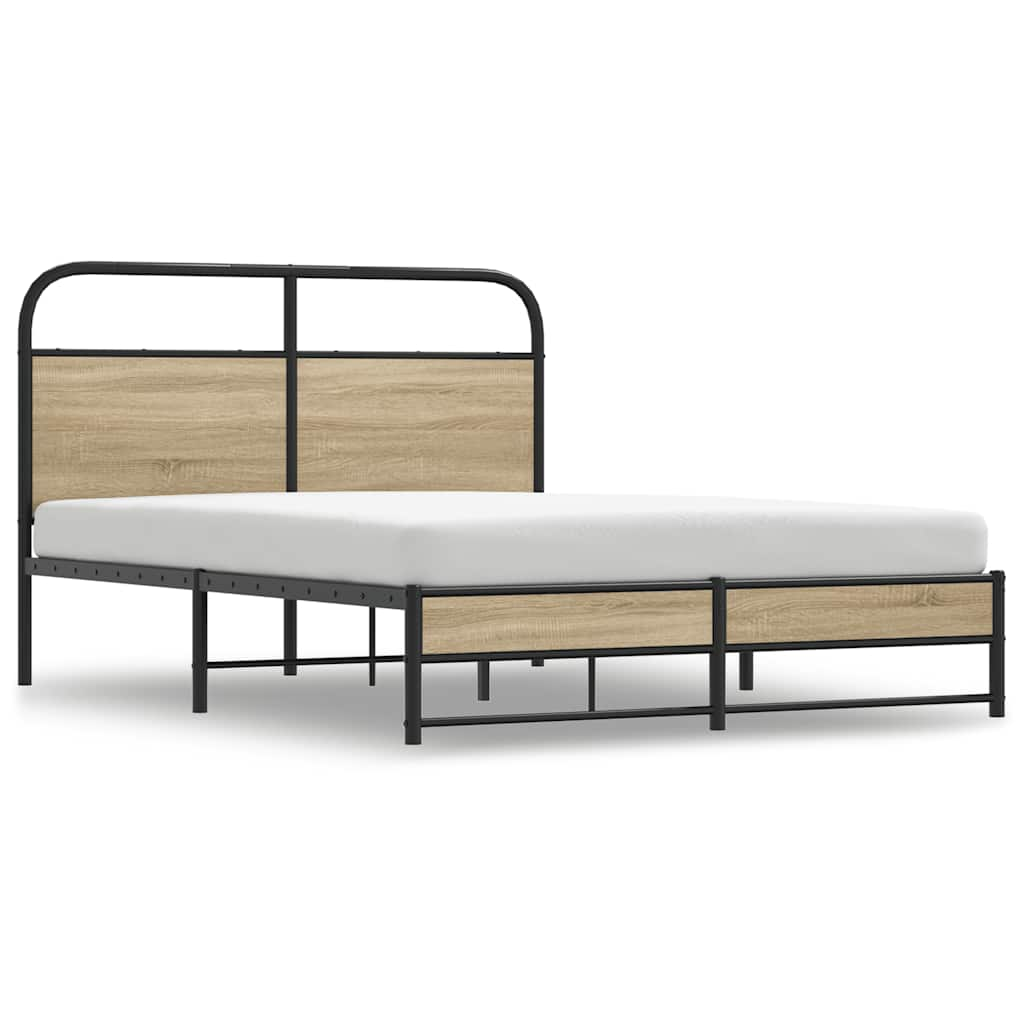 Bed frame without mattress 120x200 cm smoked oak wood material