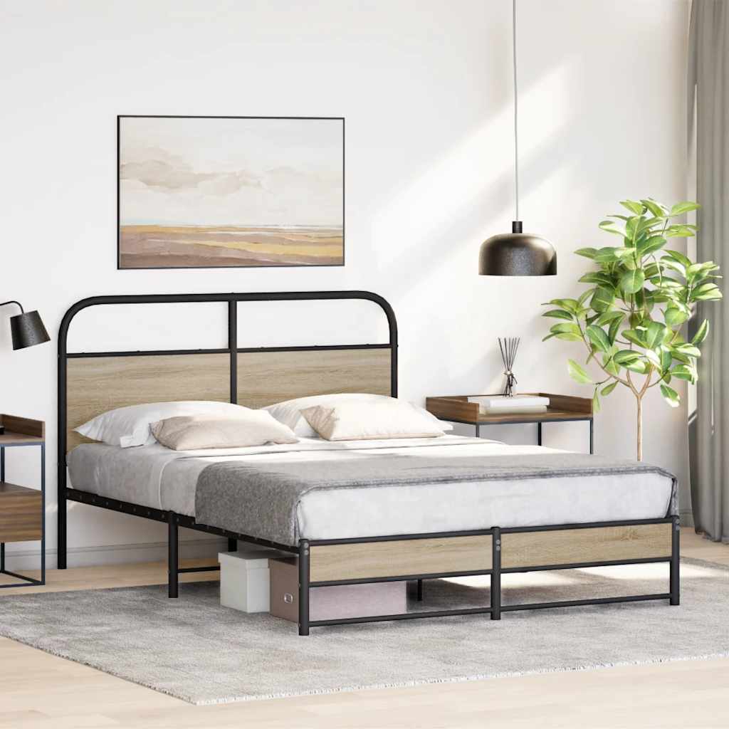 Bed frame without mattress 120x200 cm smoked oak wood material