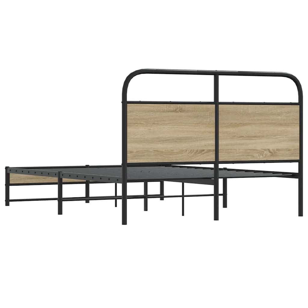 Bed frame without mattress 120x200 cm smoked oak wood material