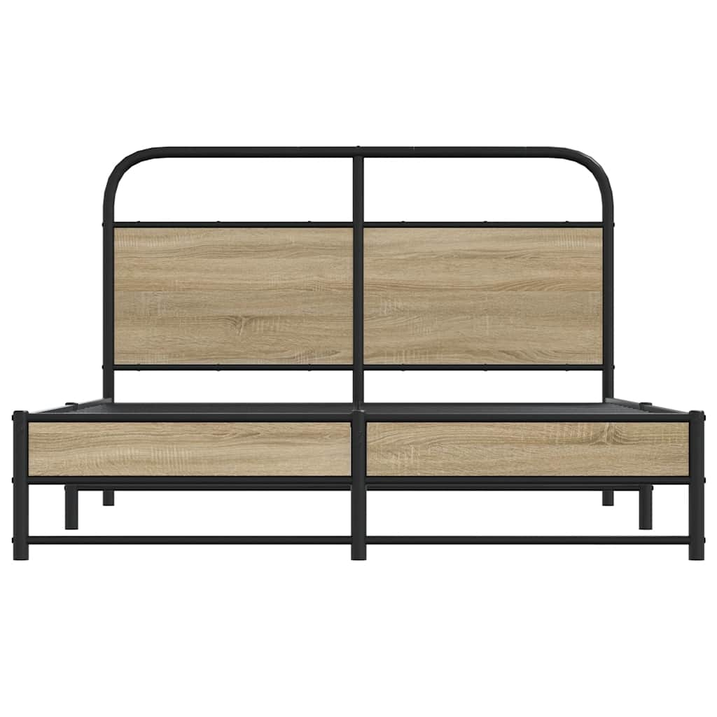 Bed frame without mattress 135x190 cm smoked oak wood material