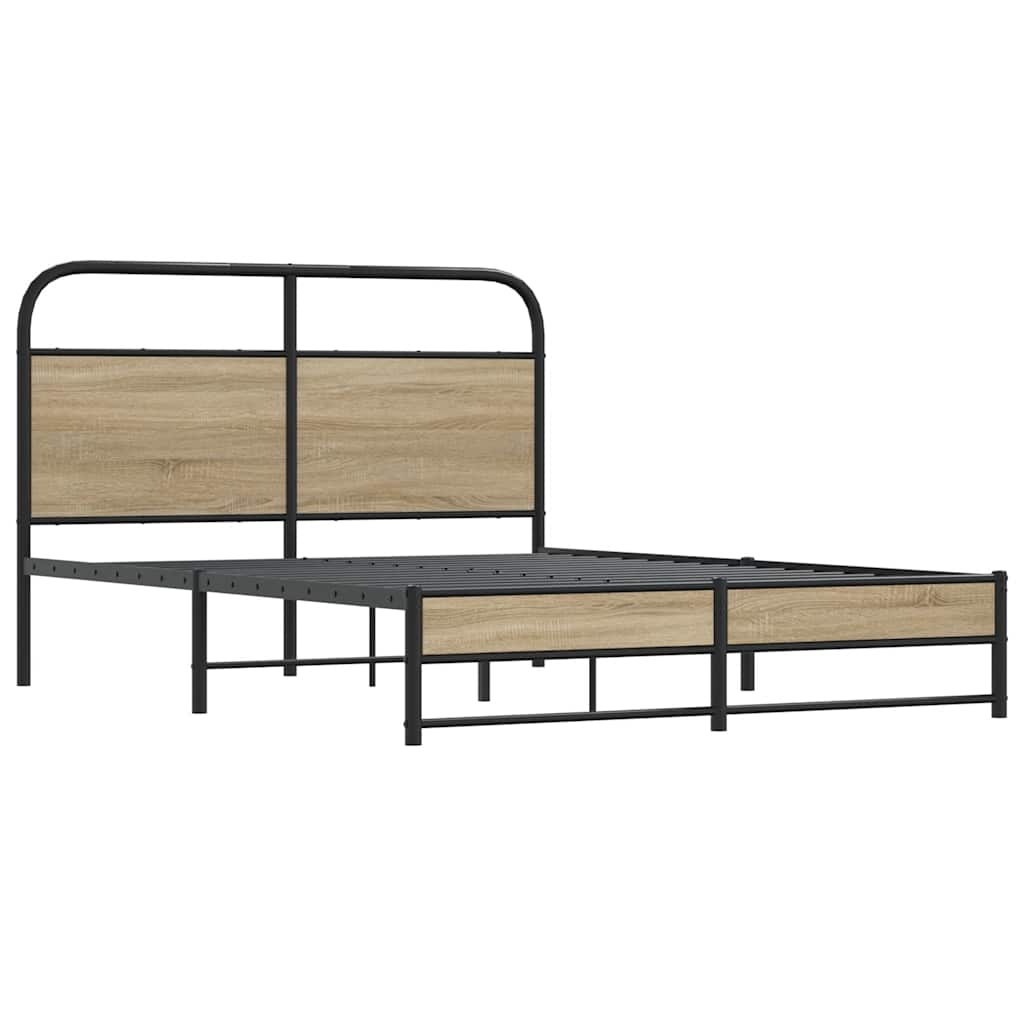 Bed frame without mattress 140x190 cm smoked oak wood material