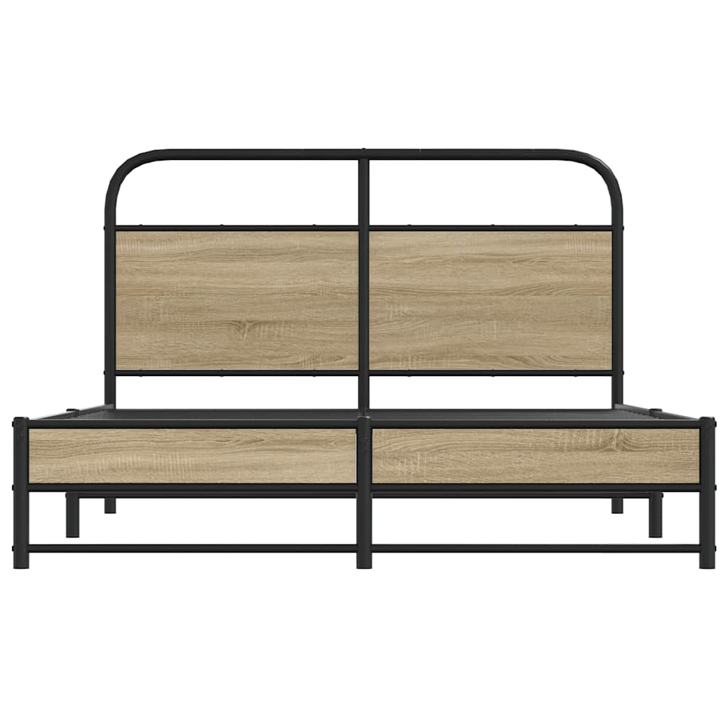 Bed frame without mattress 140x190 cm smoked oak wood material