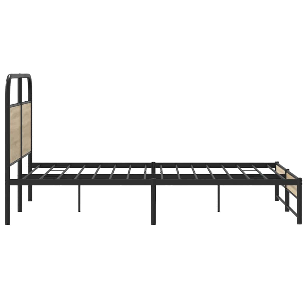 Bed frame without mattress 140x190 cm smoked oak wood material