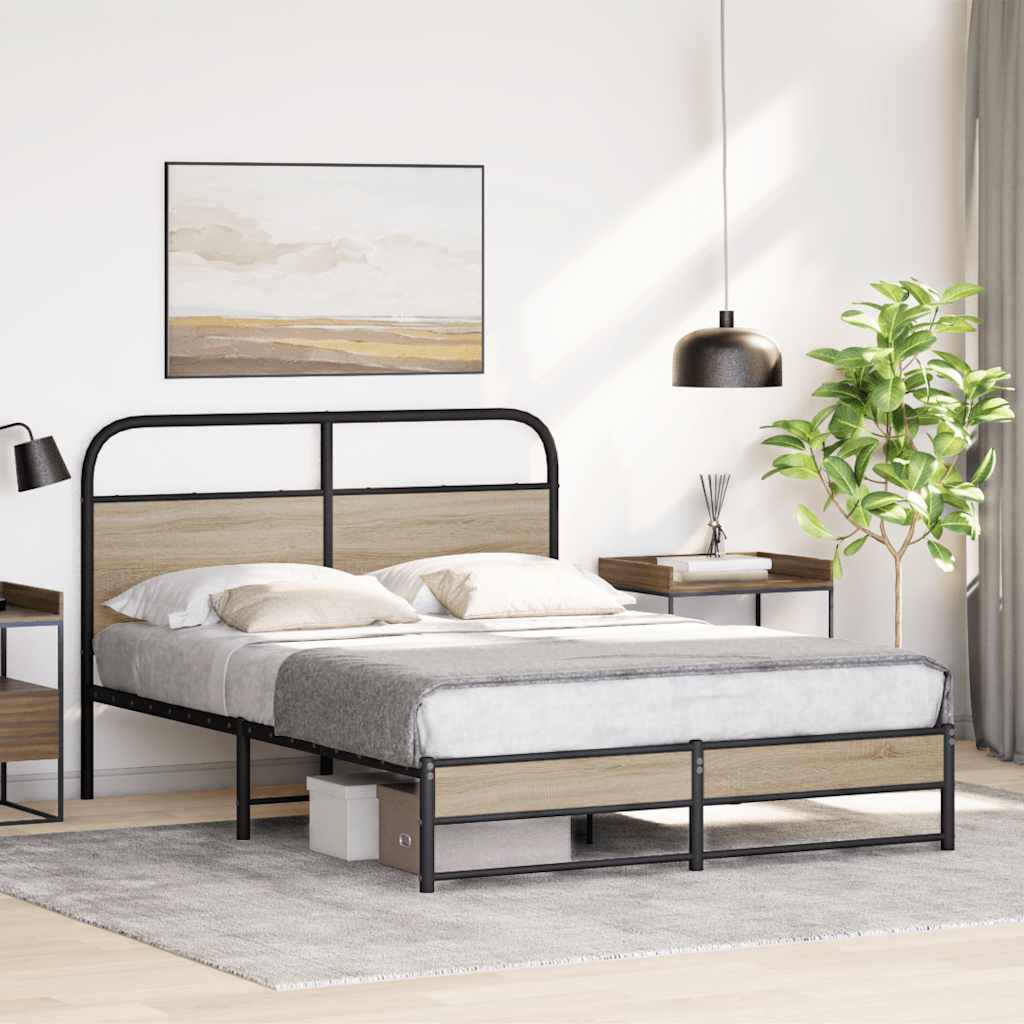 Bed frame without mattress 140x200 cm smoked oak wood material