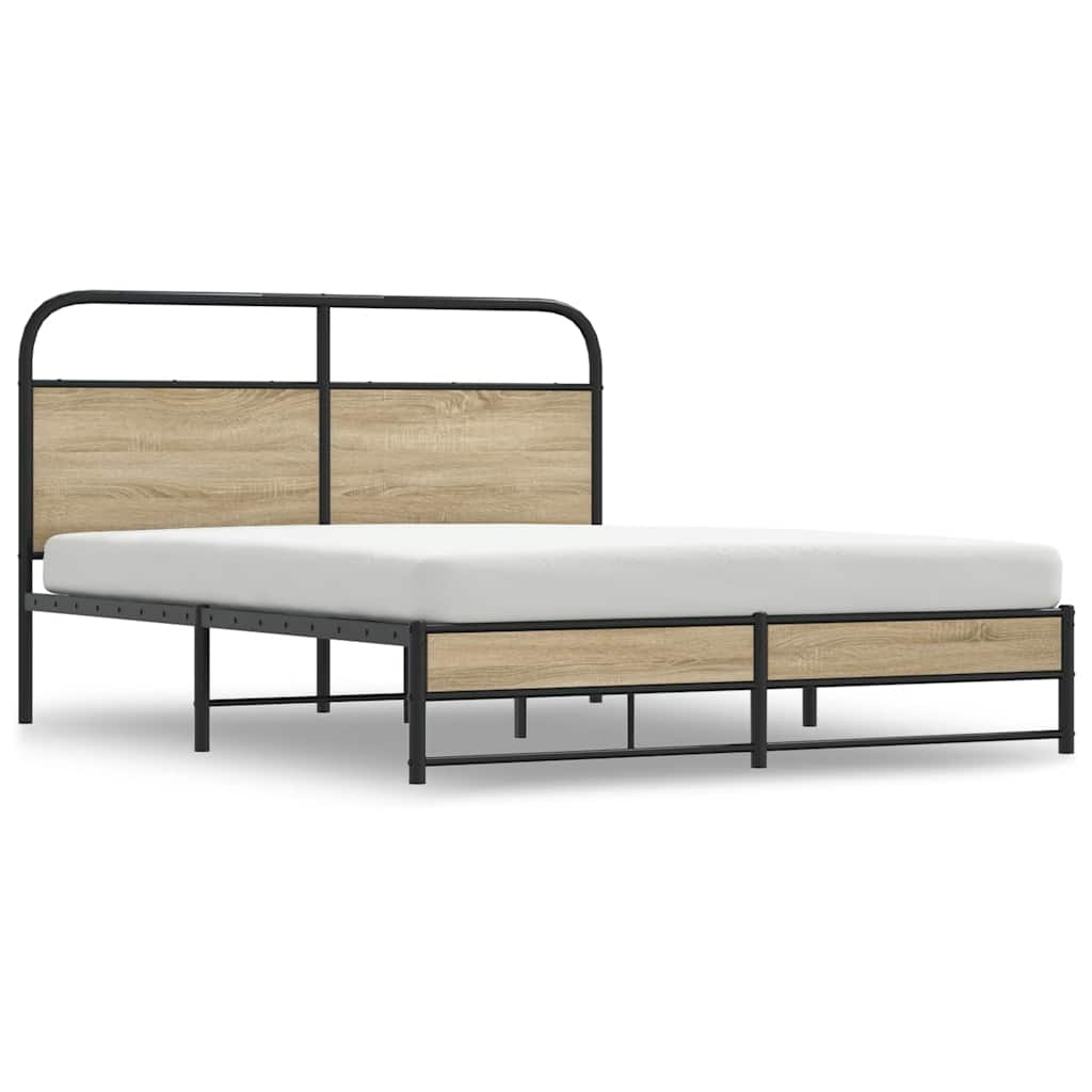 Bed frame without mattress 150x200 cm smoked oak wood material