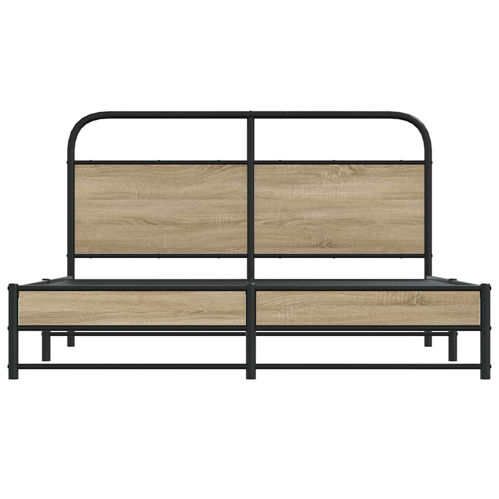 Bed frame without mattress 150x200 cm smoked oak wood material