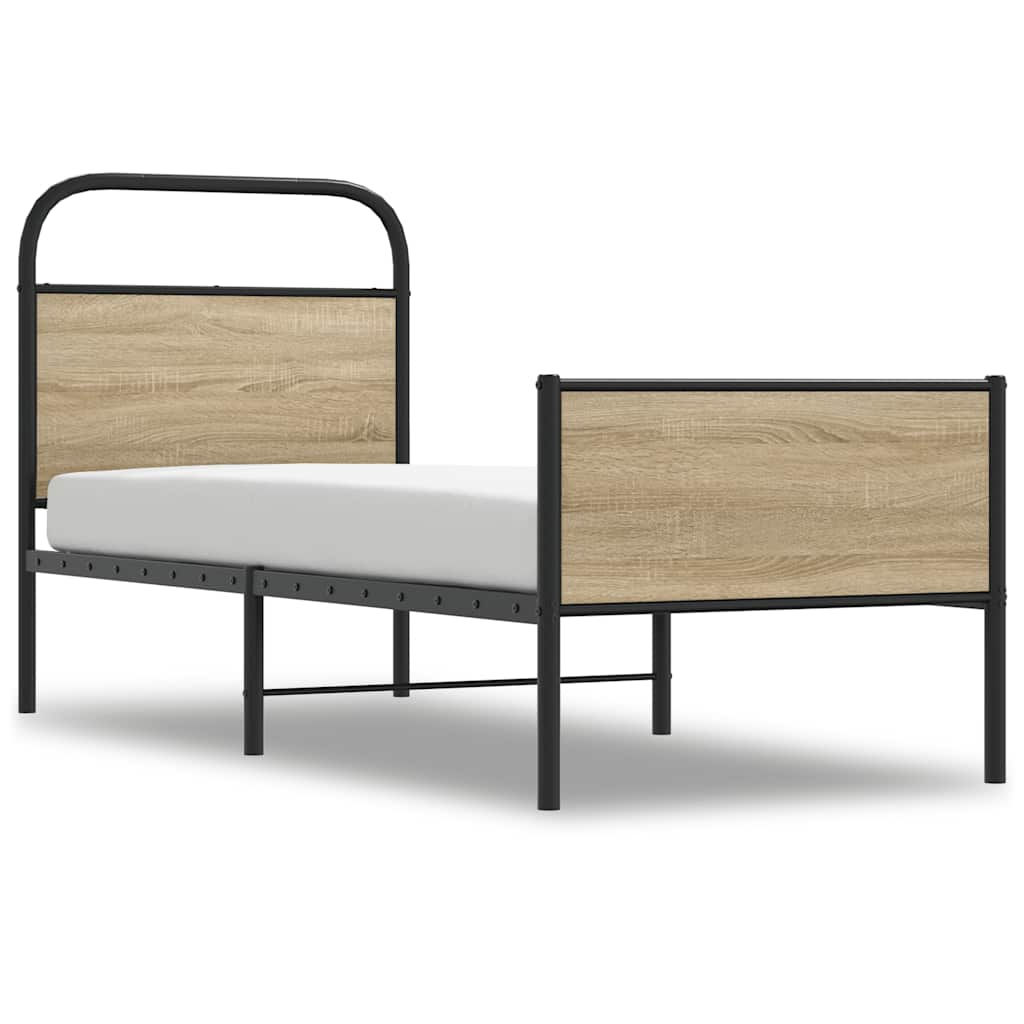 Bed frame without mattress 75x190 cm Sonoma oak wood material