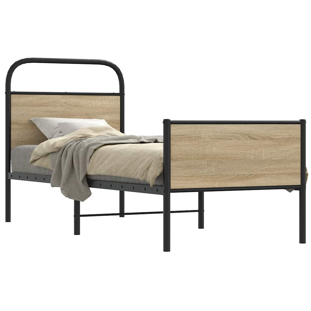 Bed frame without mattress 75x190 cm Sonoma oak wood material