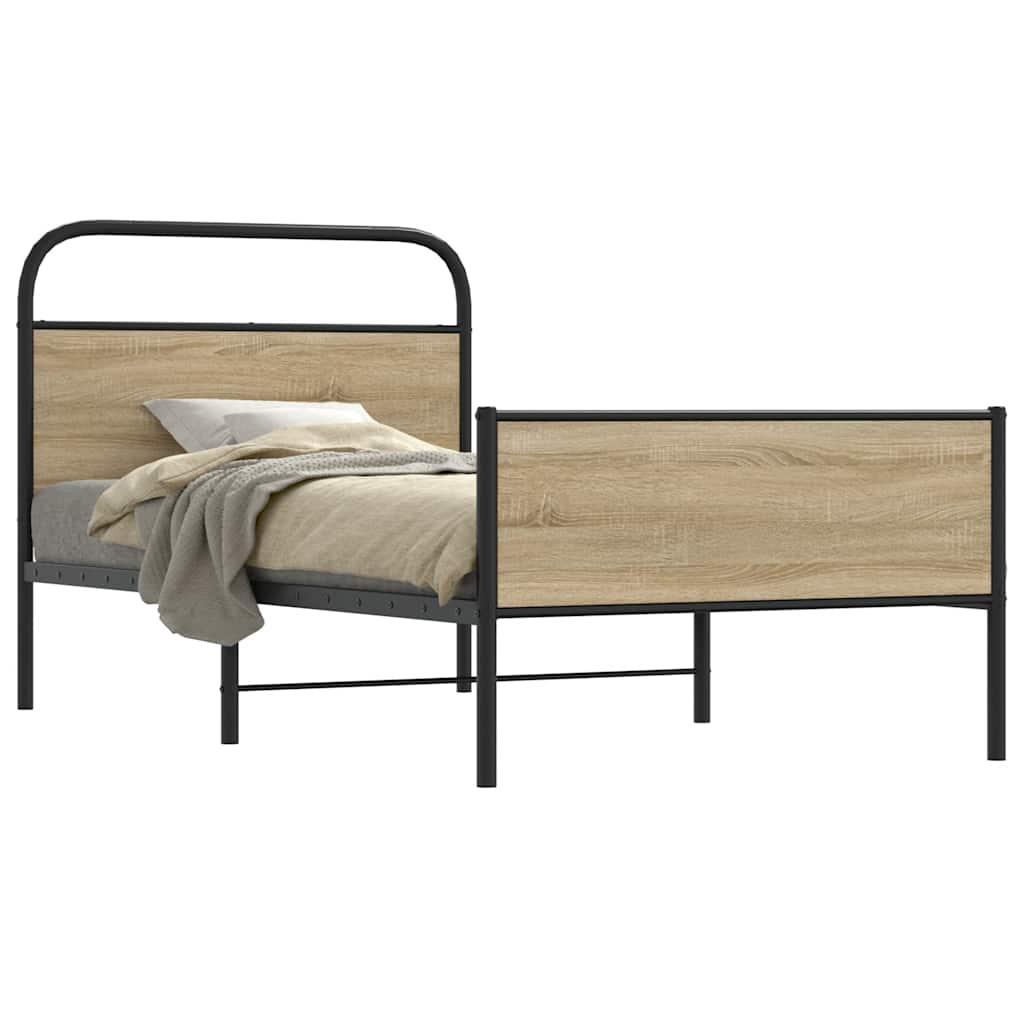 Bed frame without mattress 90x200 cm Sonoma oak wood material