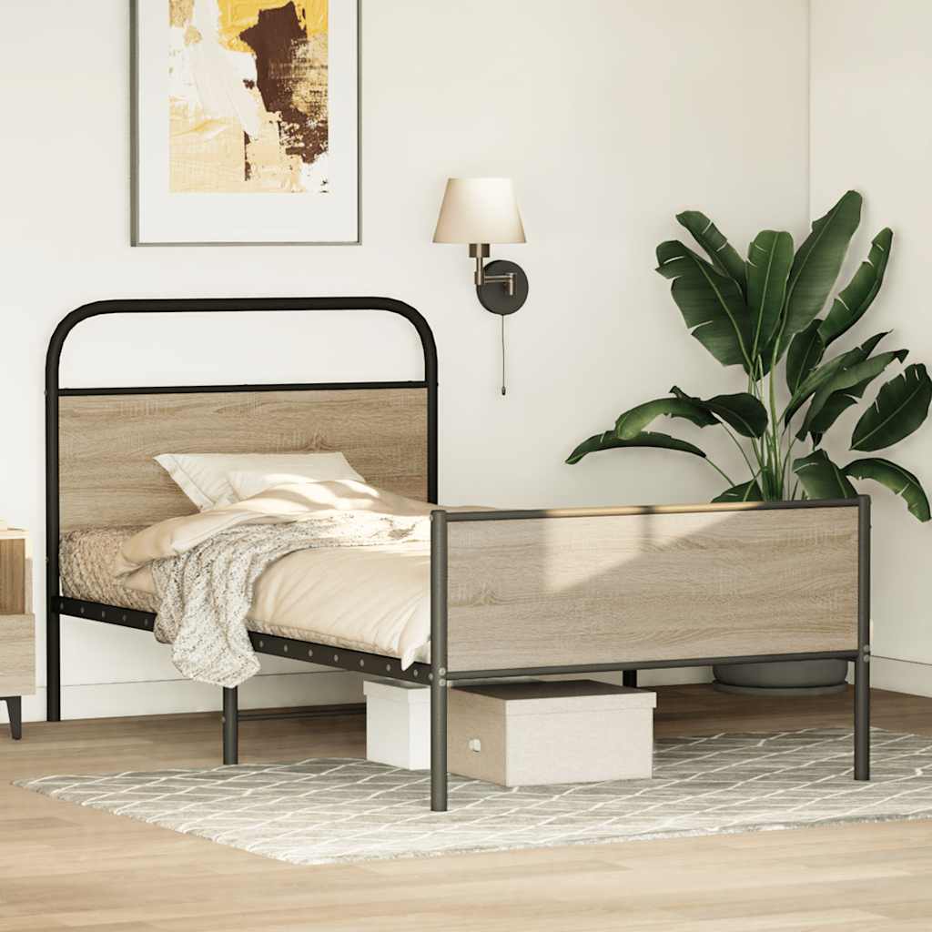 Bed frame without mattress 100x190 cm Sonoma oak wood material